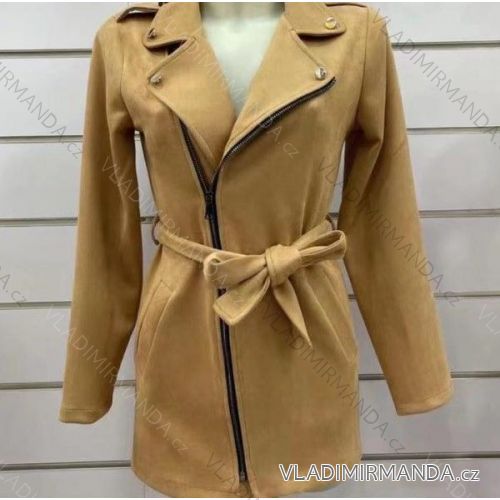 Kabátik brúsená koženka dlhý rukáv dámsky (S / M ONE SIZE) Talianska MÓDA IMWHK217702