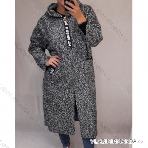 Kabátek baránok s kapucňou dámsky (2XL / 3XL ONE SIZE) TALIANSKÁ MÓDA IM321CALA/DR