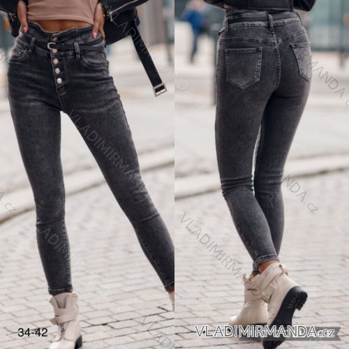 Rifle jeans vysoký pás dlhé dámske (34-42) JEANS JAW217756