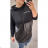 Mikina oversize balvněná dlouhý rukáv s kapucí dámská koženka (XL/2XL ONE SIZE) ITALSKÁ MÓDA IMW21047/DR čierna xl/2xl one size