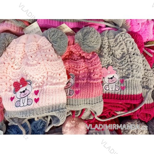 Čiapky zimné pletená detská dievčenské (4-9 LET) POĽSKÁ VÝROBA PV421210
