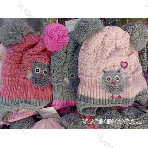 Čiapky zimné pletená detská dievčenské (4-9 LET) POĽSKÁ VÝROBA PV421211