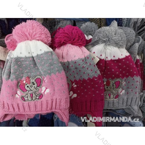 Čiapky zimné pletená detská dievčenské (4-9 LET) POĽSKÁ VÝROBA PV421216