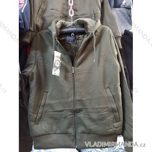 Mikina zateplená kožúškom na zips dlhý rukáv pánska (L-3XL) LOSHAN MA7219002-87