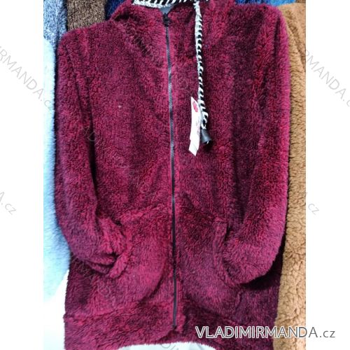 Mikina plyšová s kapucňou dlhý rukáv dámska (M-2XL) Benter BES2116607