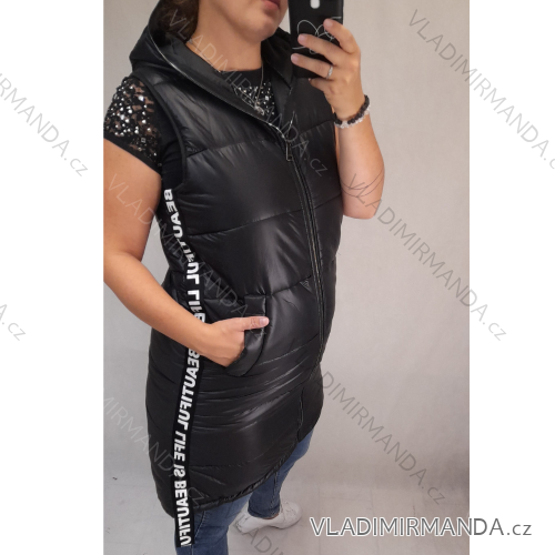 Vesta šušťáková s kapucňou dámska (M/L ONE SIZE) TALIANSKÁ MÓDA IMD21BIBI/DR M / L čierna