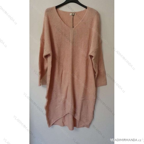 Šaty pletené dlhý rukáv dámsky nadrozměr (3XL / 4XL ONE SIZE) TALIANSKÁ MÓDA IM821028 staroružová 3XL / 4XL ONE SIZE