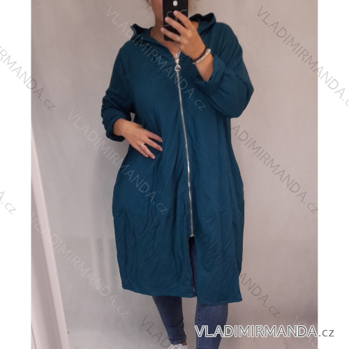 Mikina tenká s kapucňou na zips dámska (XL/3XL ONE SIZE) TALIANSKÁ MÓDA IMN21NOJI