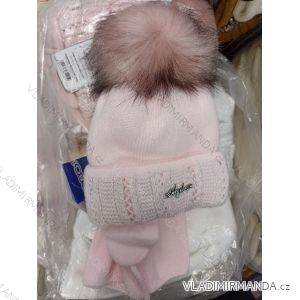 Súprava zimná pletená čiapka a nákrčník detská dievčenské (4-9 LET) POĽSKÁ VÝROBA PV32157