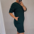 Šaty klasik krátky rukáv dámske (2XL/3XL/4XL) TALIANSKÁ MÓDA IM321245 / DUR smaragdová