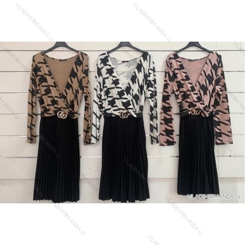 Šaty elegantné dlhý rukáv dámske (S / M ONE SIZE) TALIANSKÁ MÓDA IMWY21849