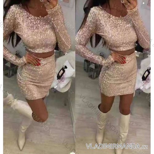 Súprava top dlhý rukáv a sukňa dámska (S / M ONE SIZE) TALIANSKÁ MÓDA IMWY21852