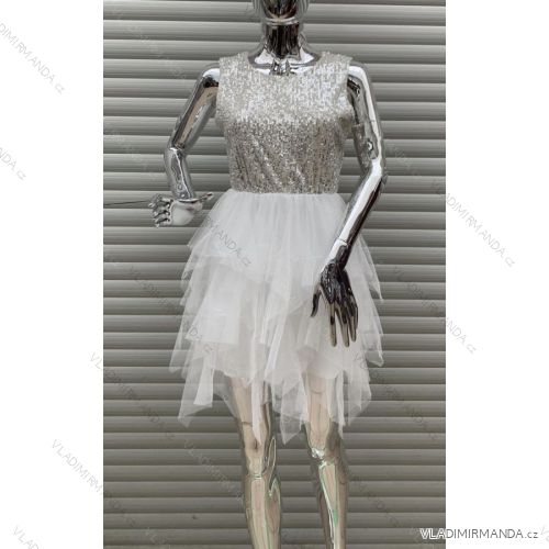 Šaty elegantné večerné bez rukávov dámske (S / M ONE SIZE) TALIANSKÁ MÓDA IMWY21857