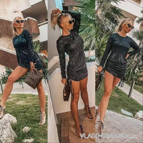 Šaty elegantné večerné dlhý rukáv dámske (S / M ONE SIZE) TALIANSKÁ MÓDA IMWY21866