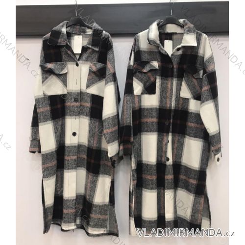Kabát dlhý flanelovú dlhý rukáv dámsky (S / M ONE SIZE) TALIANSKÁ MÓDA IMWE21440