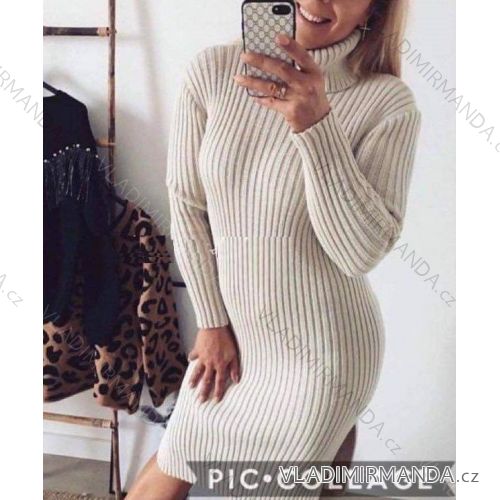 Šaty pletené teplé s rolákom dlhý rukáv dámske (S / M ONE SIZE) TALIANSKÁ MÓDA IMWD217857