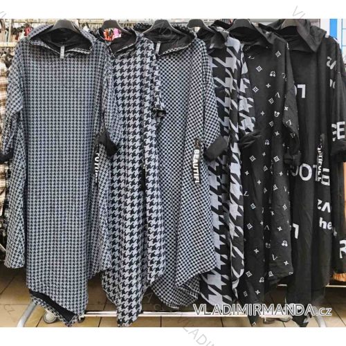 Šaty voľnočasové s kapucňou dlhý rukáv dámske (L / XL ONE SIZE) TALIANSKÁ MÓDA IMWA217876