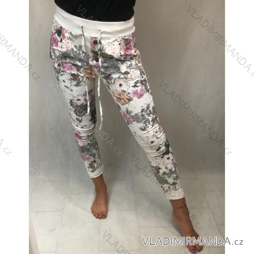 Tepláky slabé dámske kvety (uni s / m) TALIANSKÁ MÓDA IM521047XL