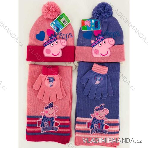 Set čiapka rukavice a šál prasiatko peppa detské dievčenské (ONE SIZE) SETINO PEP21-1608
