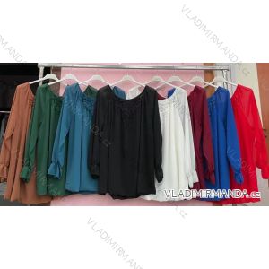 Tunika / blúzka dlhý rukáv dámska nadrozměr (3XL / 4XL ONE SIZE) TALIANSKÁ MÓDA IMWQ21221