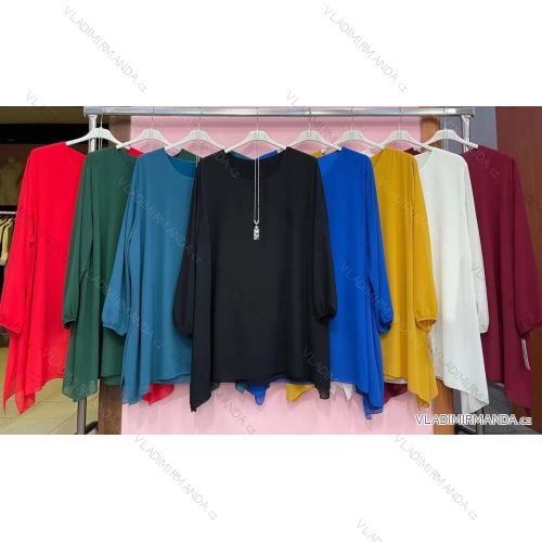 Tunika/halenka s přívěskem dlouhý rukáv dámská nadrozměr (3XL/4XL ONE SIZE) ITALSKÁ MÓDA IMWQ21230