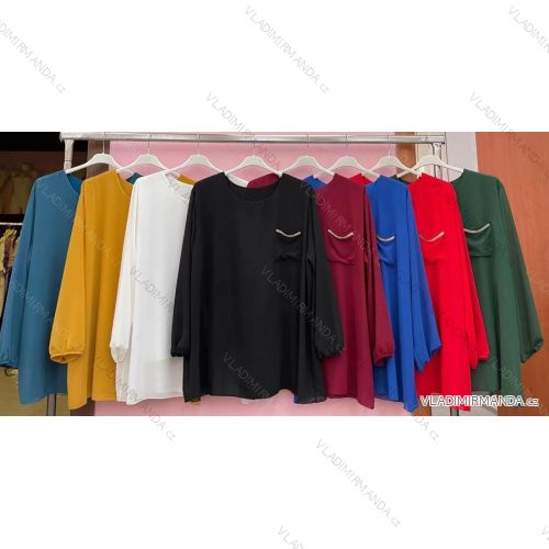 Tunika / blúzka dlhý rukáv dámska nadrozměr (3XL / 4XL ONE SIZE) TALIANSKÁ MÓDA IMWQ21233