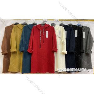 Šaty mikinové s kapucňou dlhý rukáv dámske (S/M ONE SIZE) TALIANSKA MÓDA IM4212663