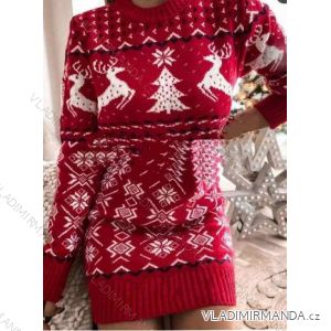 Šaty pletené vianočný dlhý rukáv dámske (S/M ONE SIZE) TALIANSKA MÓDA IMWY22221