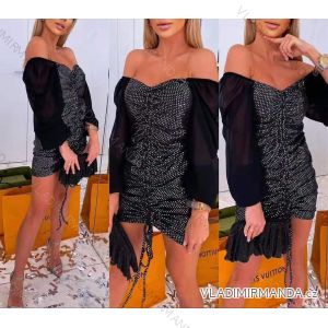 Šaty carmen dlhý rukáv dámske (S/M ONE SIZE) TALIANSKA MÓDA IMWY21880
