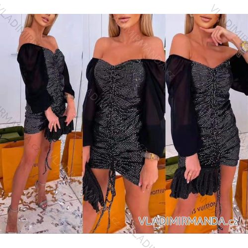 Šaty carmen dlhý rukáv dámske (S/M ONE SIZE) TALIANSKA MÓDA IMWY21880