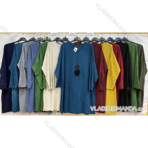 Šaty s přívěskem dlouhý rukáv dámské nadrozměr (2XL/3XL ONE SIZE) ITALSKá MóDA IM4212523