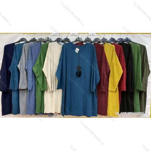 Šaty s přívěskem dlouhý rukáv dámské nadrozměr (2XL/3XL ONE SIZE) ITALSKá MóDA IM4212523