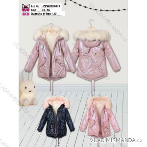 Kabát zimný s kožúškom detský dorast dievčenské (8-16 ROKOV) POĽSKÁ MÓDA HKW21ZZW2021017