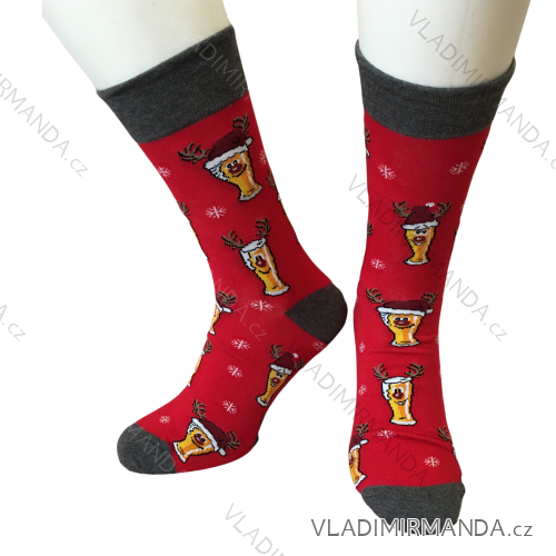 Ponožky veselé vianočné slabé pánske pivo (41-43, 44-46) POLSKÁ MÓDA DPP23887D