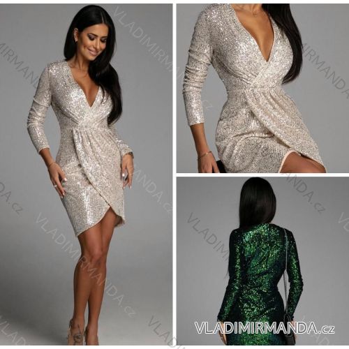 Šaty elegantné dlhý rukáv dámske (S / M ONE SIZE) TALIANSKÁ MÓDA 	 IMWD217932