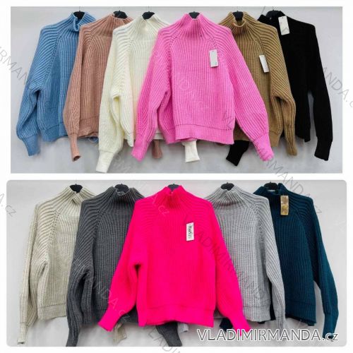 Sveter pletený dlhý rukáv dámsky (S/M ONE SIZE) TALIANSKA MÓDA IMWC217963