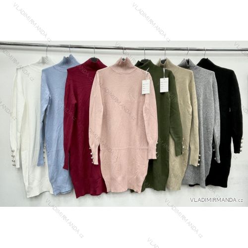 Šaty pletené dlhý rukáv dámske (S / M ONE SIZE) TALIANSKÁ MÓDA IMWC217965