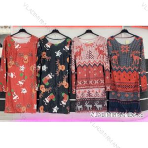 Šaty zamatové vianočné dlhý rukáv dámske (S/M ONE SIZE) TALIANSKA MÓDA IMWD218006