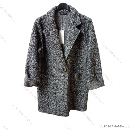 Kabát flaušový baránok dámsky (XL / 2XL ONE SIZE) TALIANSKÁ MÓDA IM321624 melír xl/2xl one size