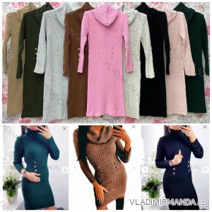 Šaty pletené s rolákom dlhý rukáv dámske (S/M ONE SIZE) TALIANSKA MÓDA IMWG21G20030