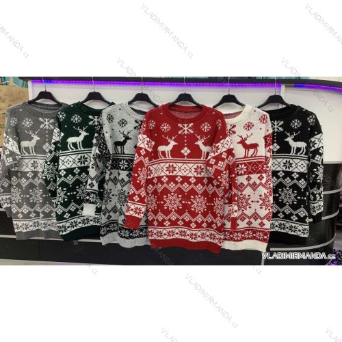Sveter pletený teplý vianočné dlhý rukáv dámsky (S / M ONE SIZE) TALIANSKÁ MÓDA IMWD224016