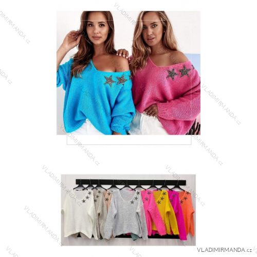 Sveter pletený oversize dlhý rukáv dámsky (S/M ONE SIZE) TALIANSKA MÓDA IMWB21B28035