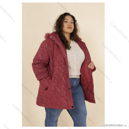 Kabát dámsky nadrozmer (XL-2XL) FRANCÚZSKA MÓDA FMPG216209B-ROUGE