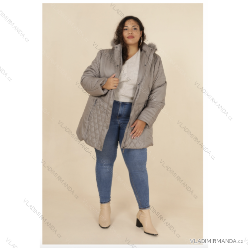 Kabát dámsky nadrozmer (M-5XL) FRANCÚZSKA MÓDA FMPG211803-TAUPE
