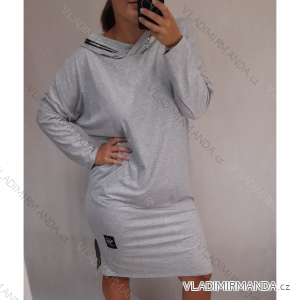 Šaty dlhý rukáv s kapucňou dámske (2xl/3xl ONE SIZE) TALIANSKA MODA IM421588
