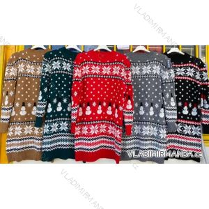 Šaty/sveter vianočné pletené dlhý rukáv dámske (XL/2XL ONE SIZE) TALIANSKA MÓDA IMD212081