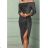 Šaty elegantný carmen dlhý rukáv dámske (S/M ONE SIZE) TALIANSKA MÓDA IMWY21896