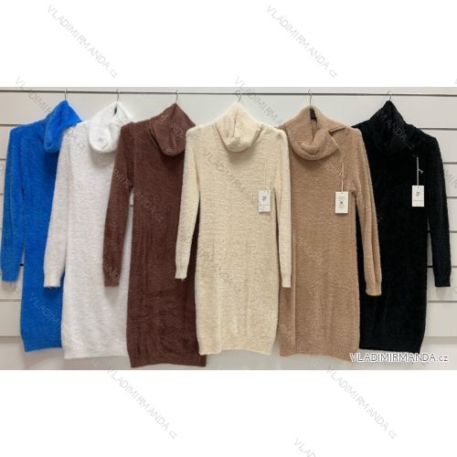 Šaty pletené s rolákom dlhý rukáv dámske (S/M ONE SIZE) TALIANSKA MÓDA IMWY21921
