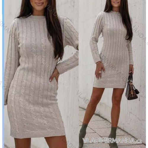 Šaty pletené dlhý rukáv dámske (S / M ONE SIZE) TALIANSKÁ MÓDA IMWE218141