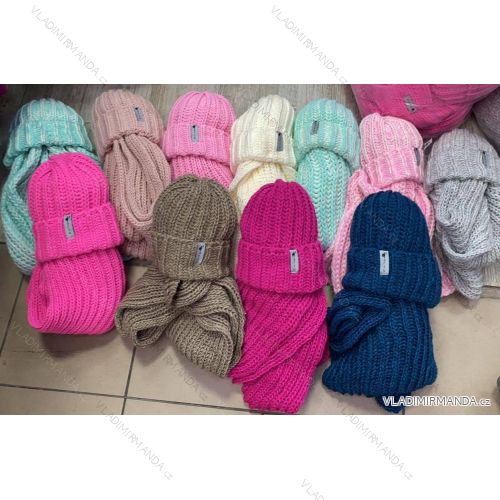 Súprava zimná pletená čiapka a šál dámska (ONE SIZE) POLSKÁ MÓDA PMWL218150